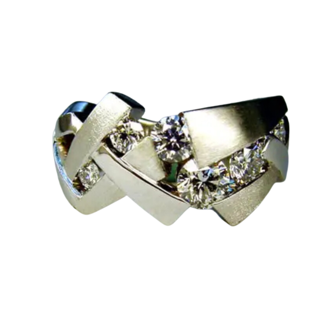Modern Architectural Diamond Band