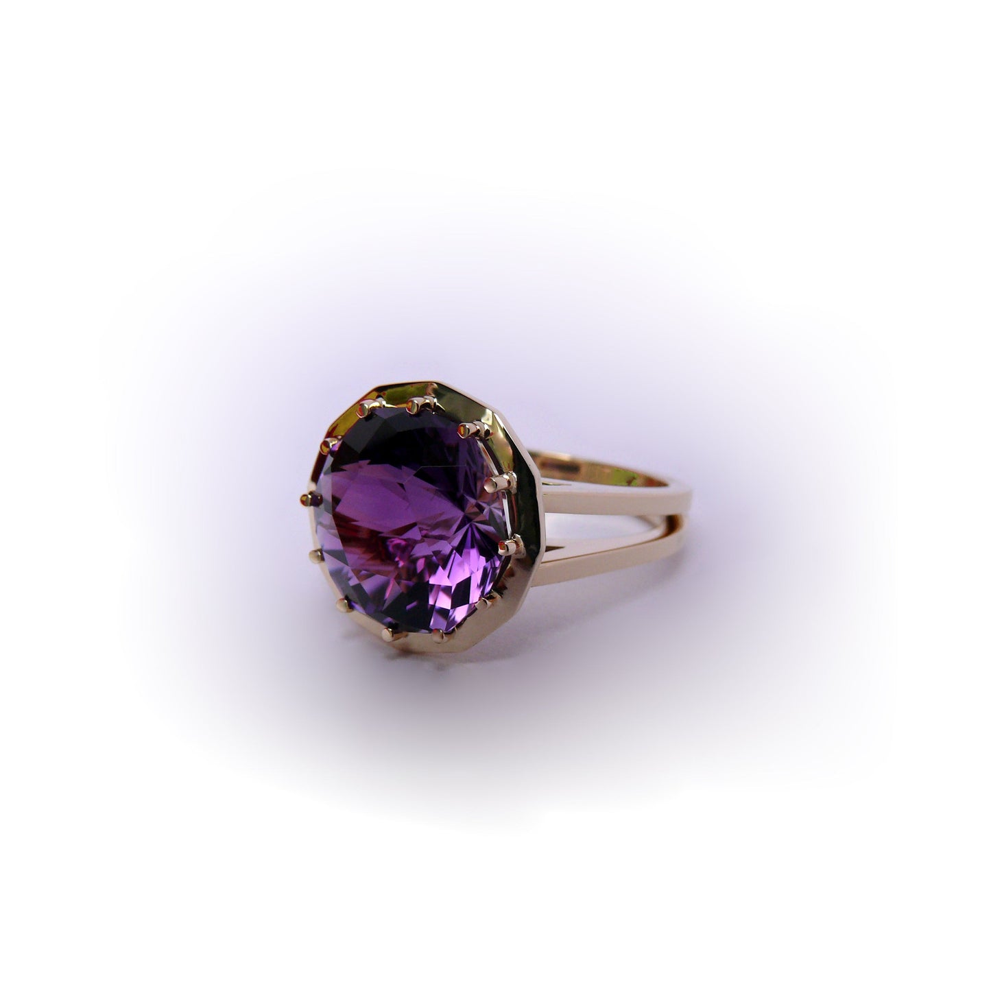 12 Facet Amethyst Ring