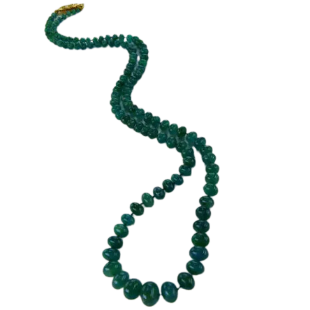 Graduated Natural Emerald Bead Necklace