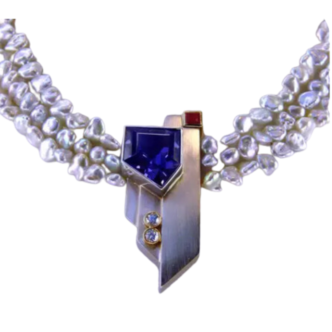 Art Deco Inspired Iolite Pendant