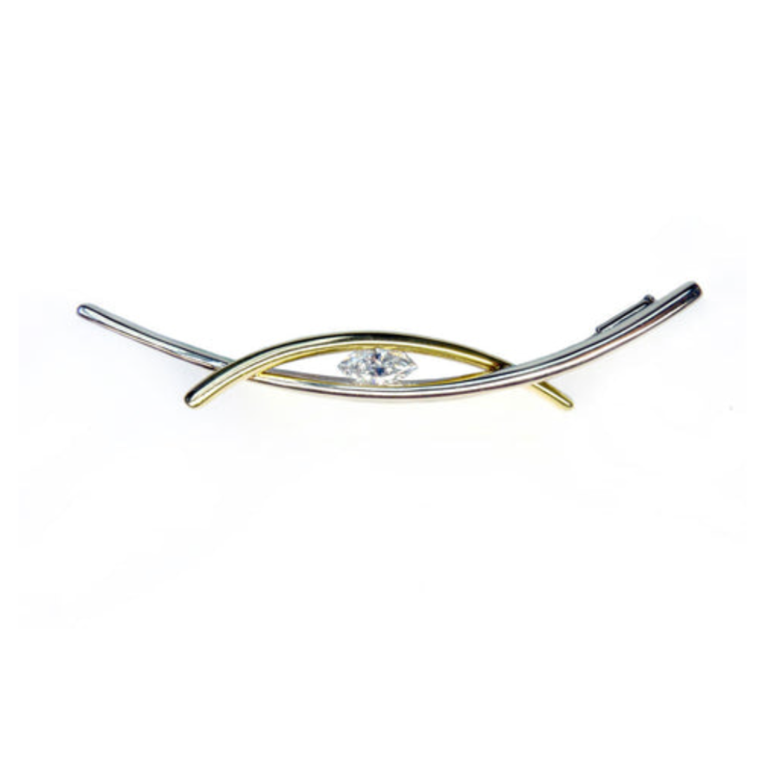 Modern Marquise Diamond Brooch