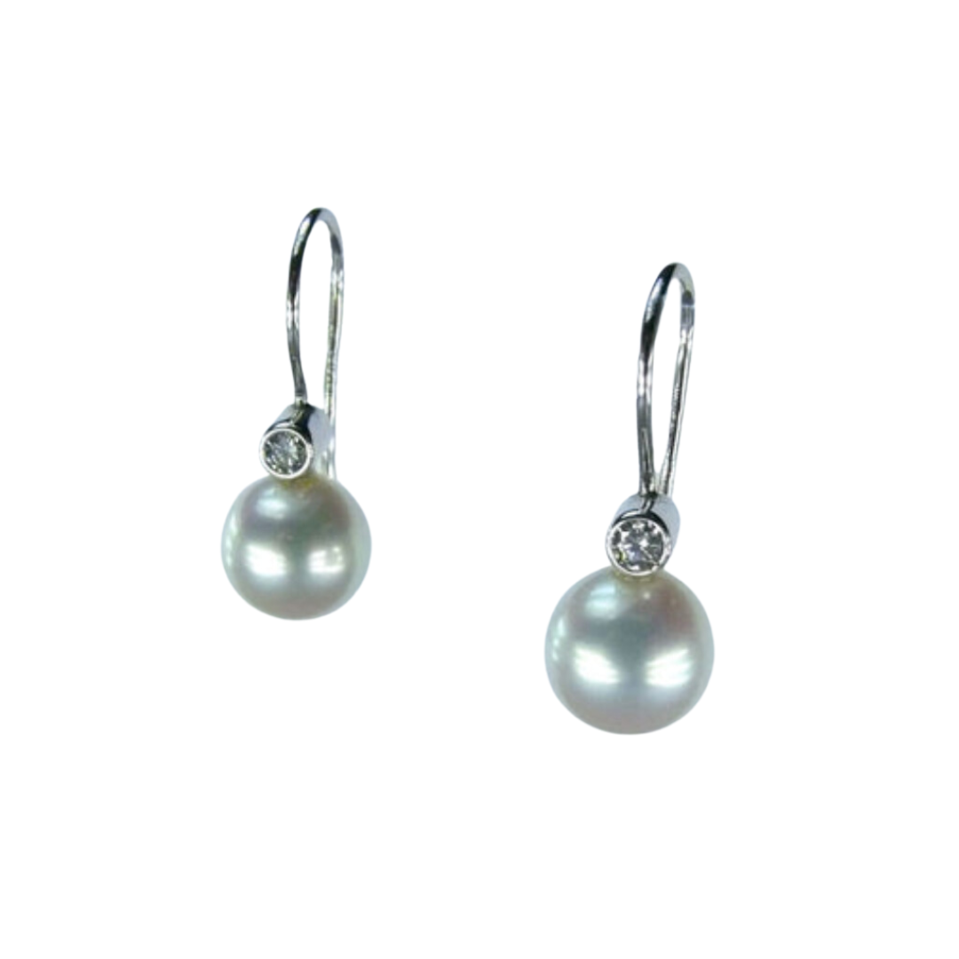 Pearl and Diamond Drop Earrings