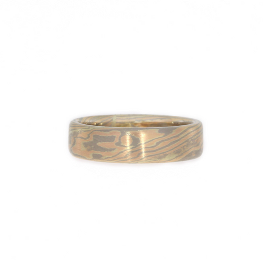 Mokume Band Rose Gold Palladium Yellow Gold