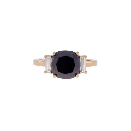 Cushion Cut Black Diamond Engagement Ring