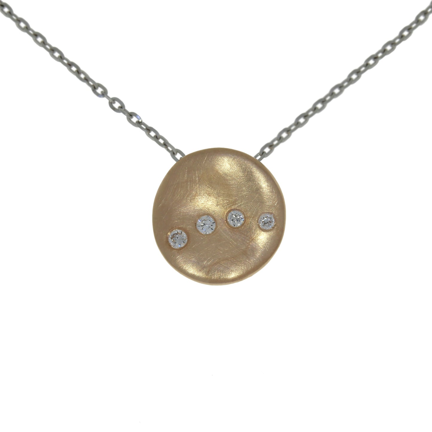 Brushed Rose Gold Diamond Pendant