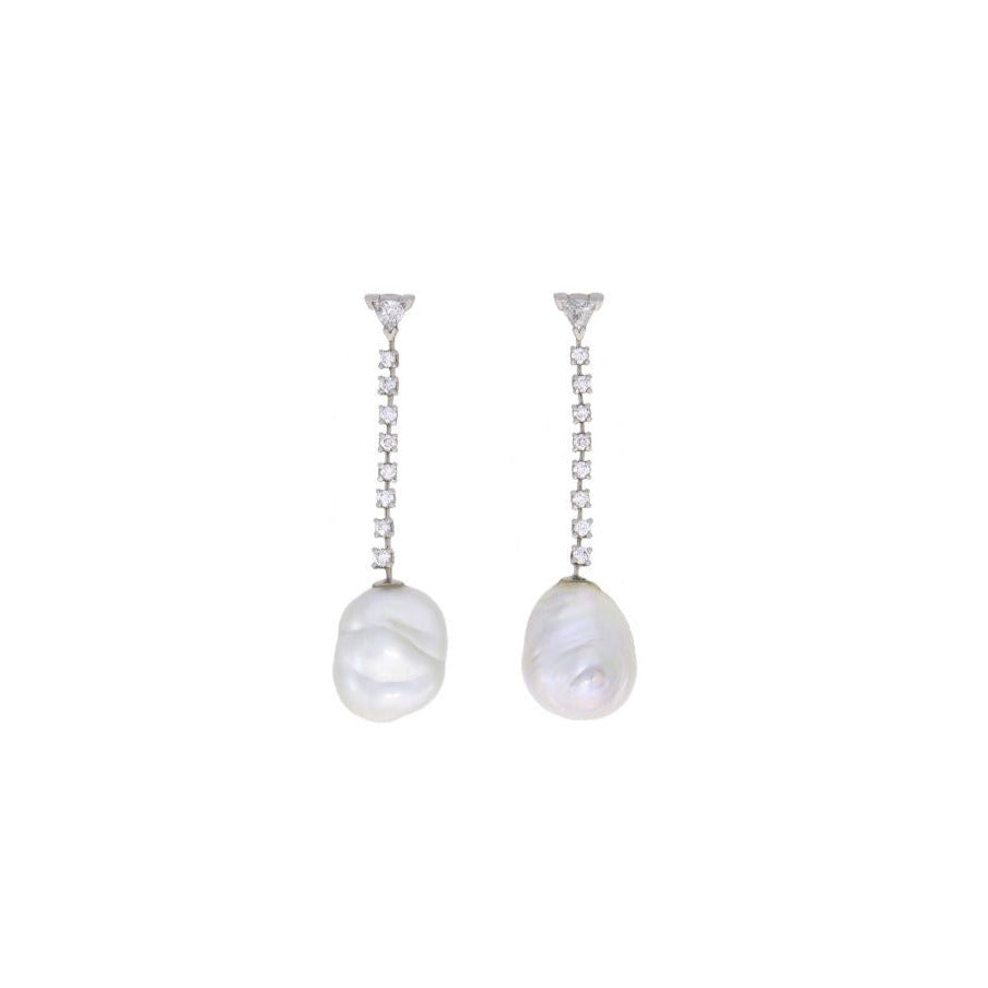 Diamond And South Sea Pearl Earrings