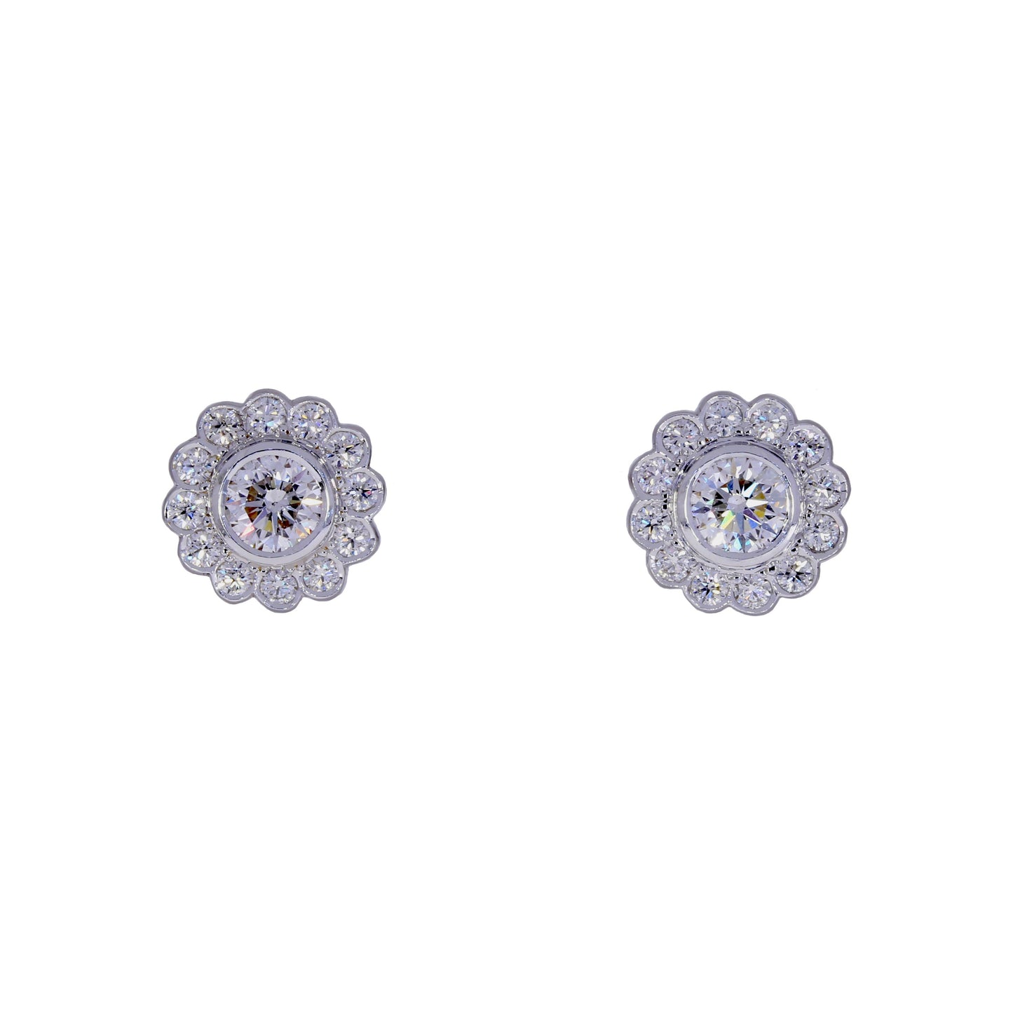 Floral Scalloped Diamond Stud Earrings