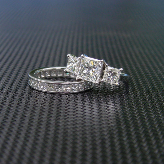 Diamond Engagement Ring and Matching Diamond Wedding Band