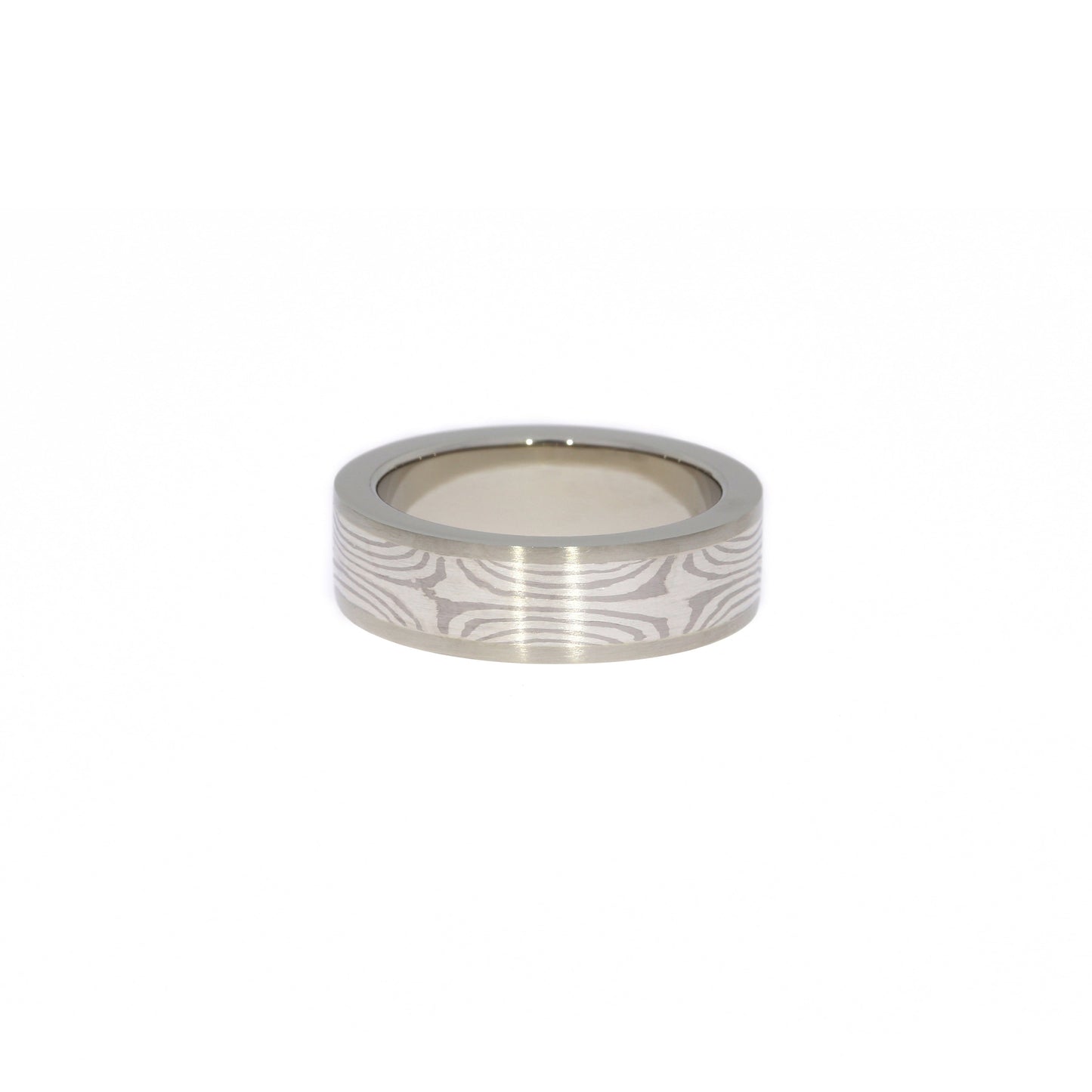 Mokume Band Palladium 18kt White Gold and Silver