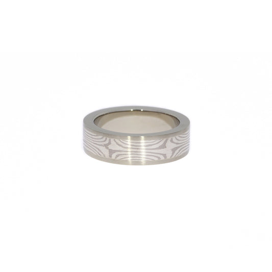Mokume Band Palladium 18kt White Gold and Silver