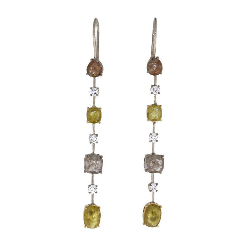 Natural Colour Rose Cut Diamond Earrings