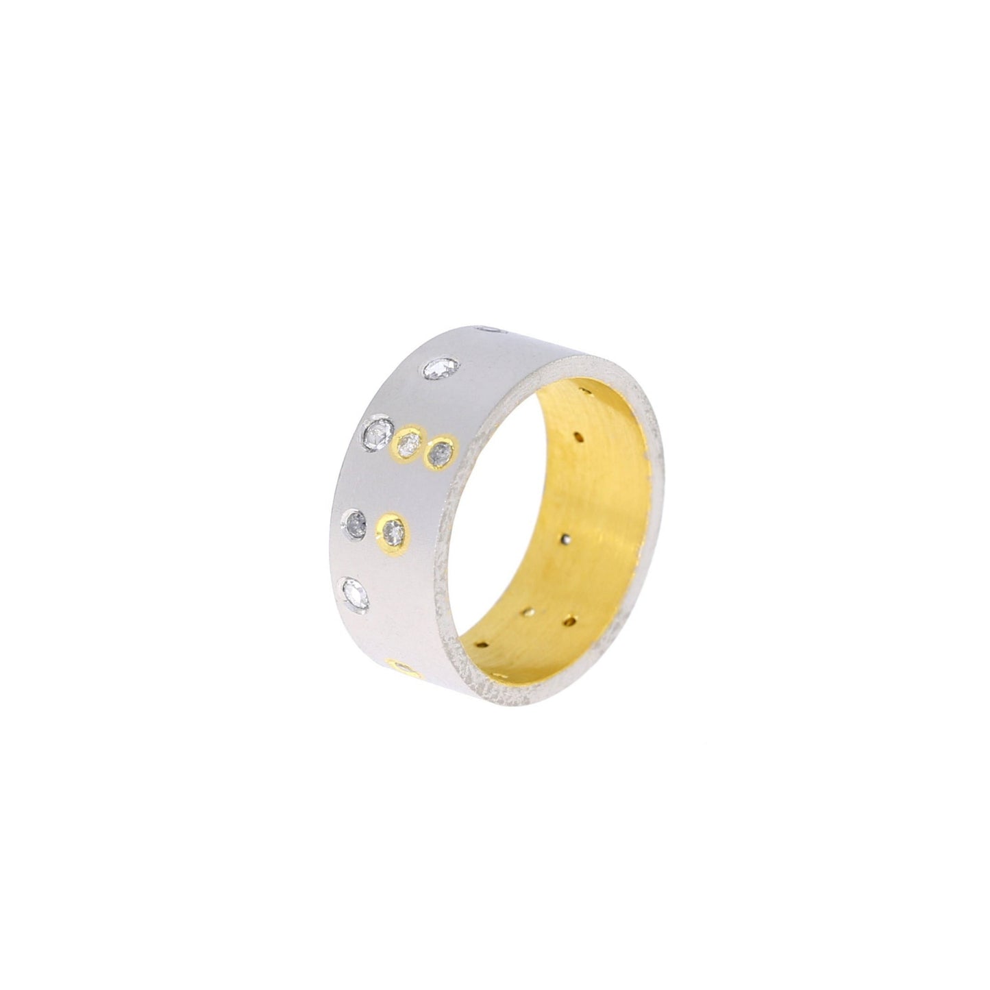 Palladium Overlay on Yellow Gold Fancy Diamond Band