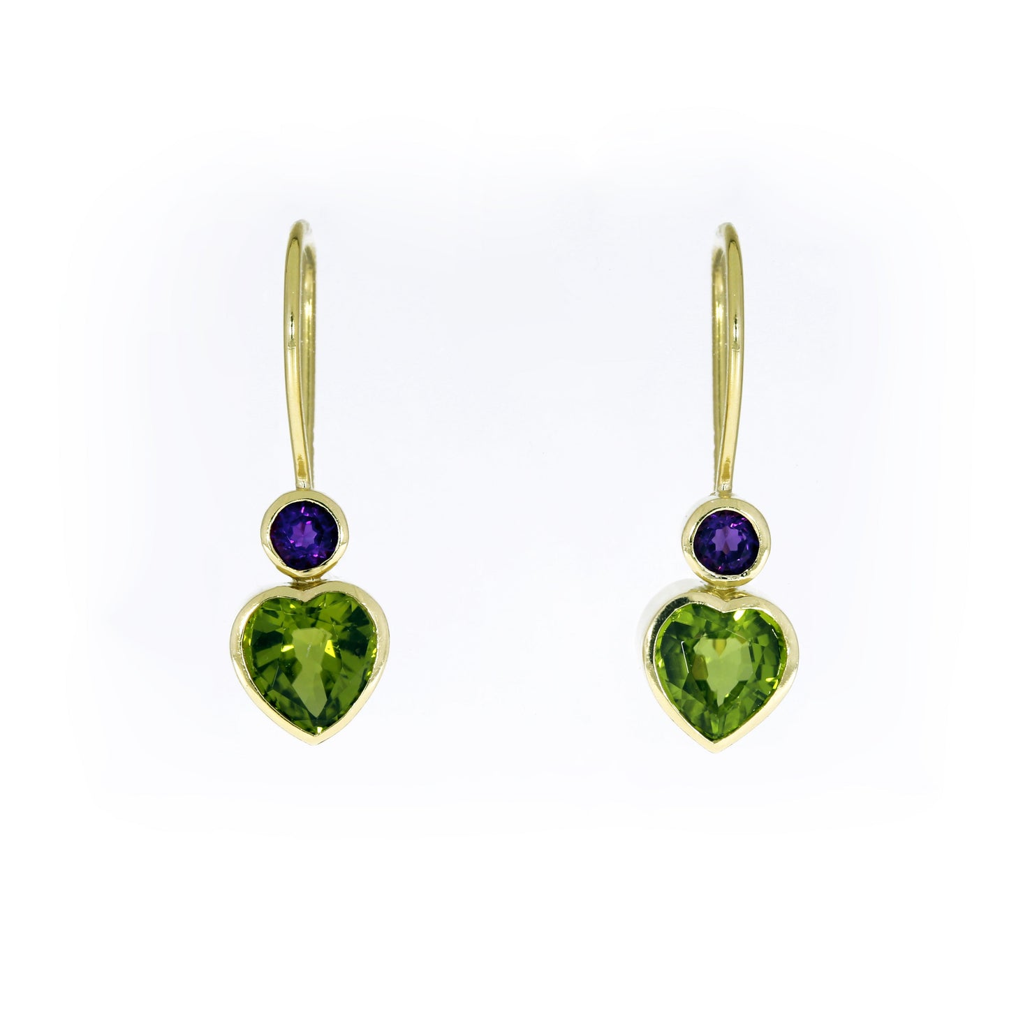 Peridot and Amethyst Drop Earrings