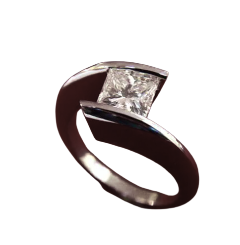 Princess Cut Diamond Tension Set Engagement Ring
