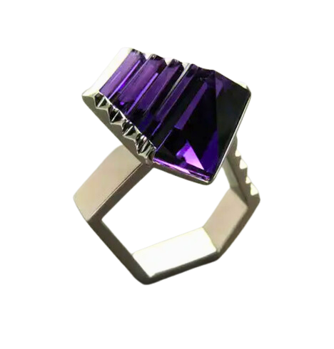 Fantasy Cut Amethyst Ring