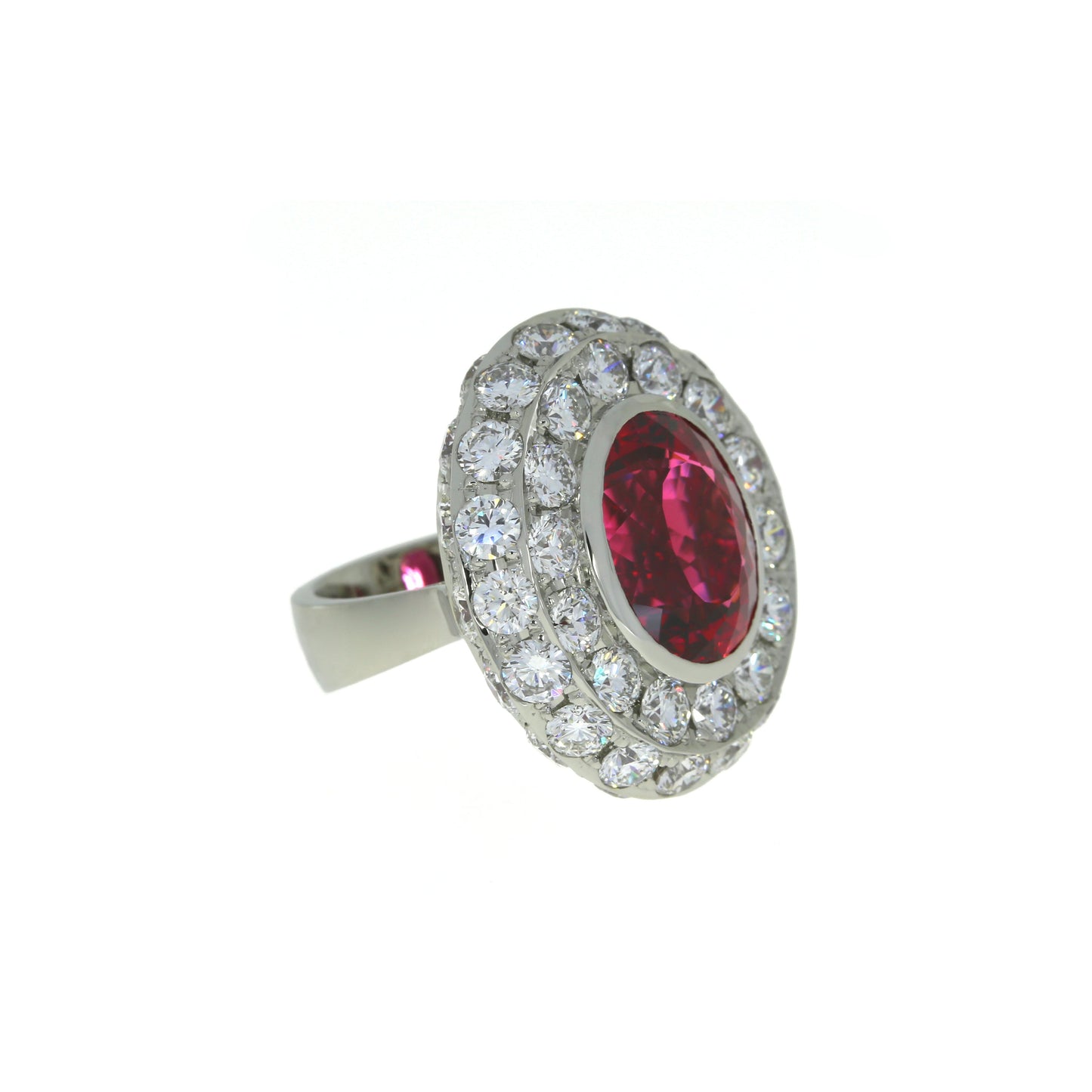 Rubellite and Diamond Ring