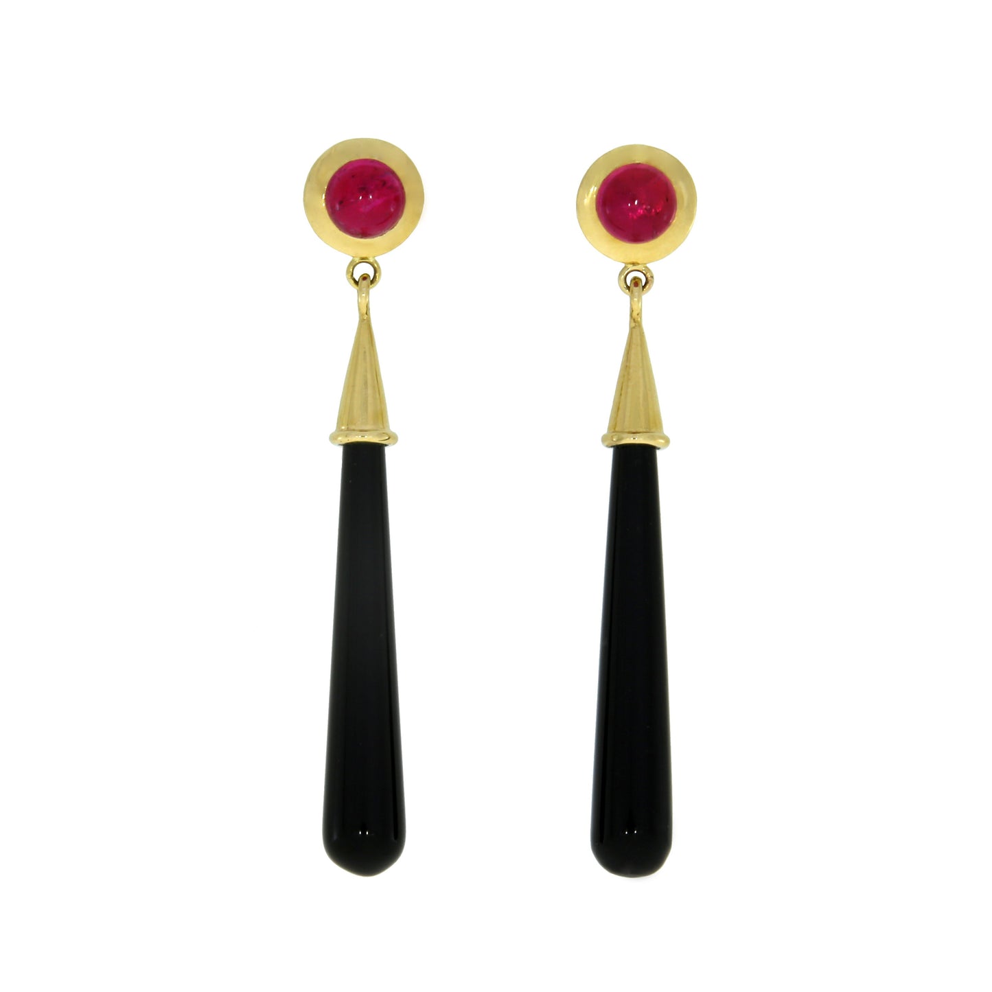 Rubellite Cabochon Onyx Drops