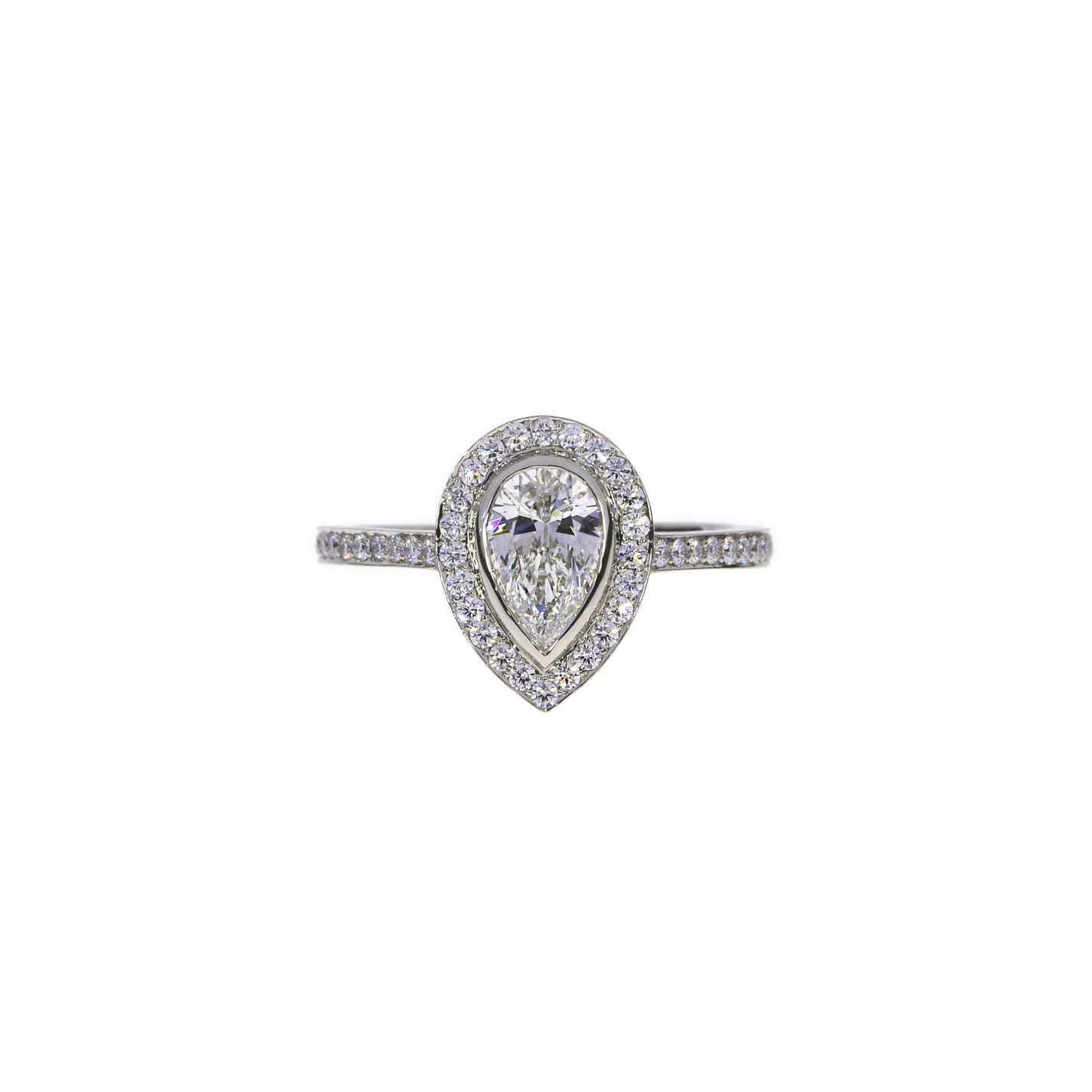 Pear Shape Halo Engagement Ring