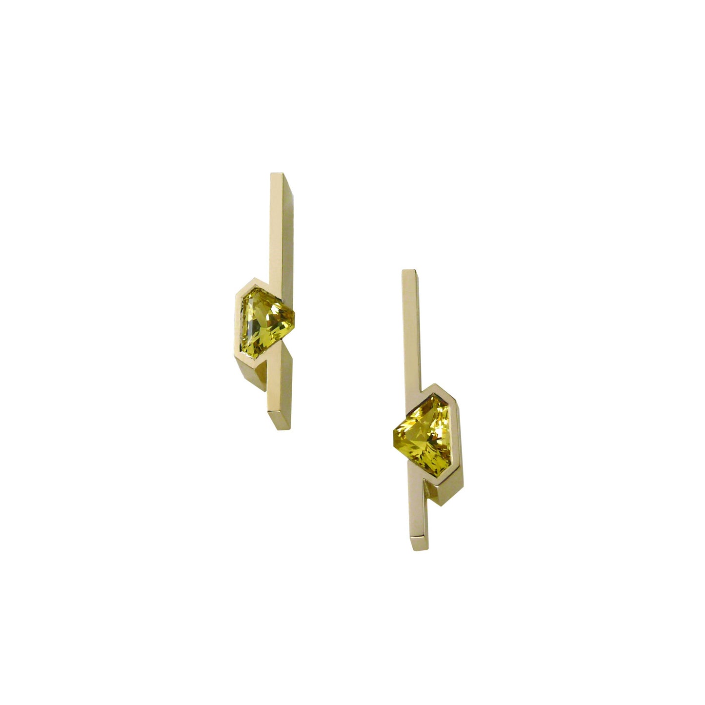 Shield Cut Yellow Beryl Earrings