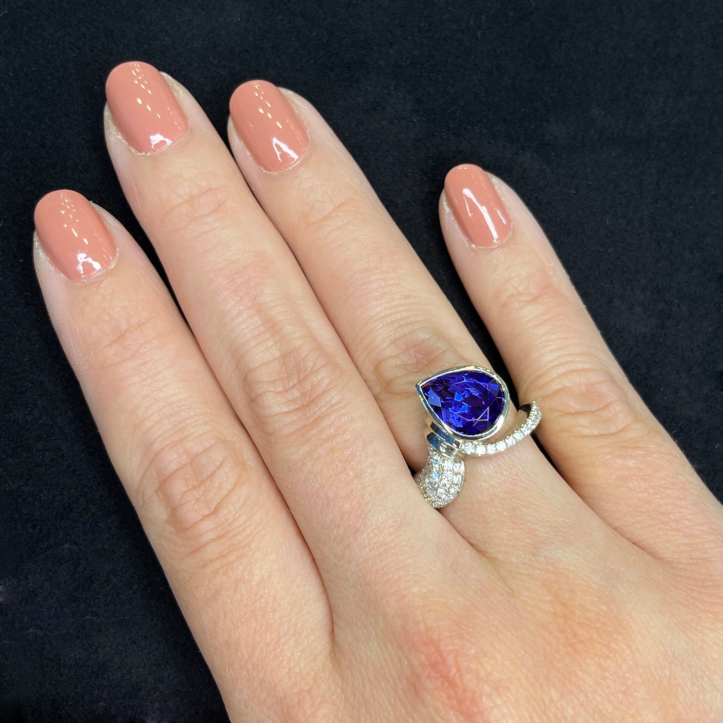 Tanzanite and Diamond Pave Ring
