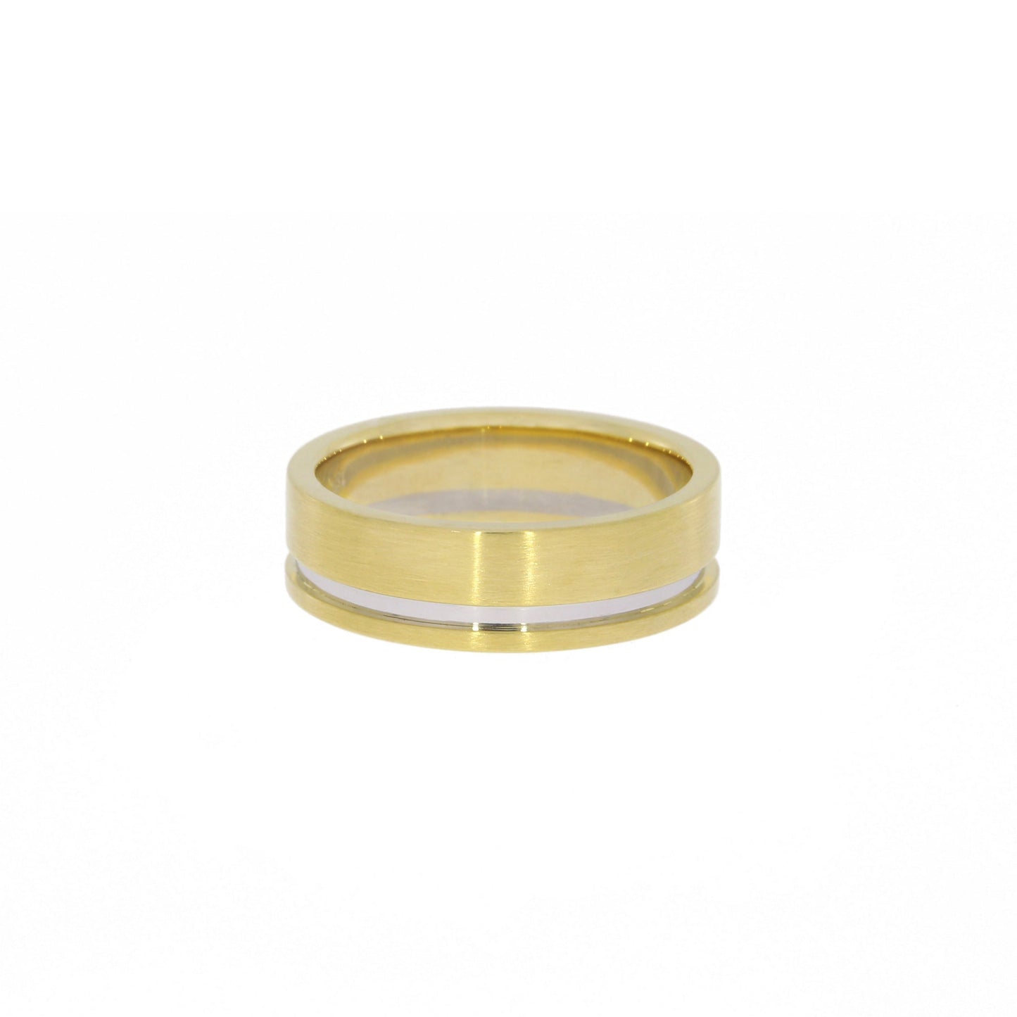 Flat Yellow Gold and Palladium Band