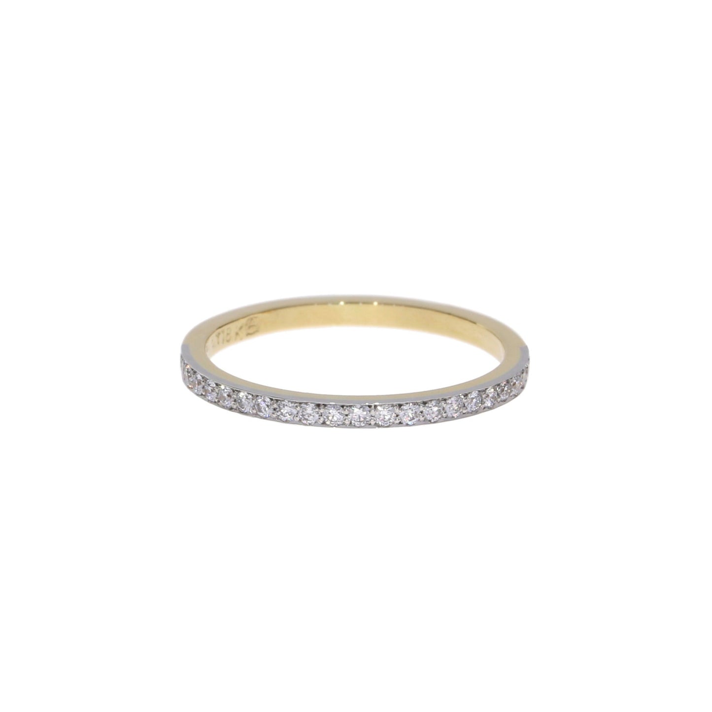Half Eternity Yellow Gold and Platinum Inlay Band with Diamonds