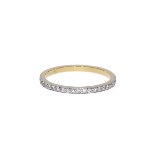 Half Eternity Yellow Gold and Platinum Inlay Band with Diamonds
