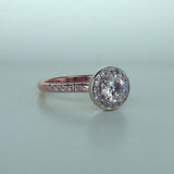White and Pink Diamond Halo Engagement Ring
