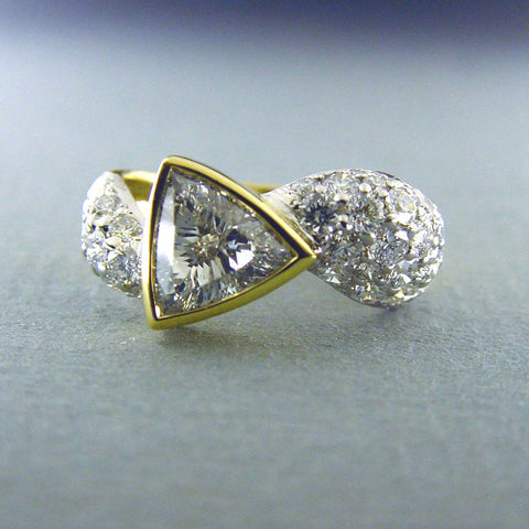 Trillion Cut Diamond and Round Diamond Ring