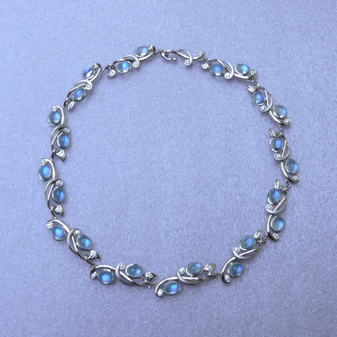 Art Nouveau Moonstone and Diamond Necklace
