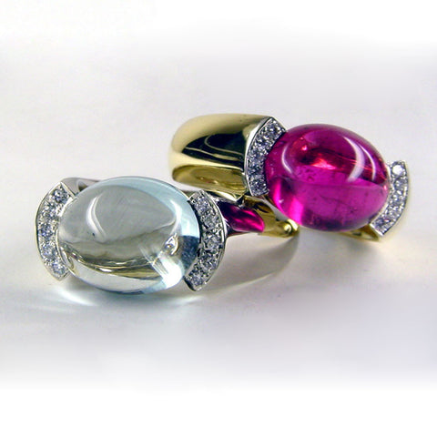 Cabochon and Diamond Rings