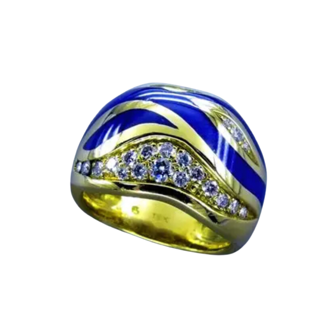 Bague en émail français et diamants