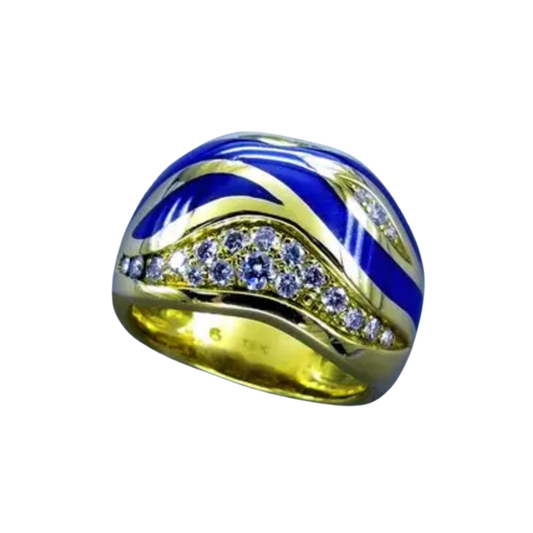 Bague en émail français et diamants