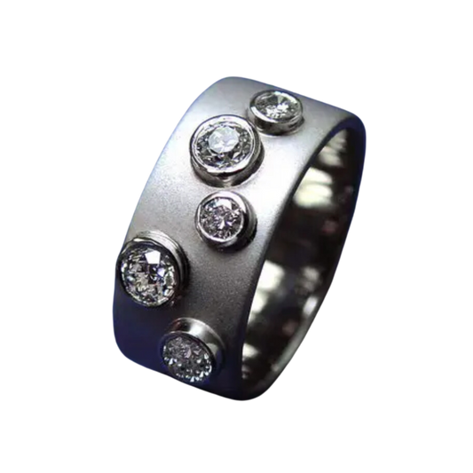Round Cut Diamond Wide Band