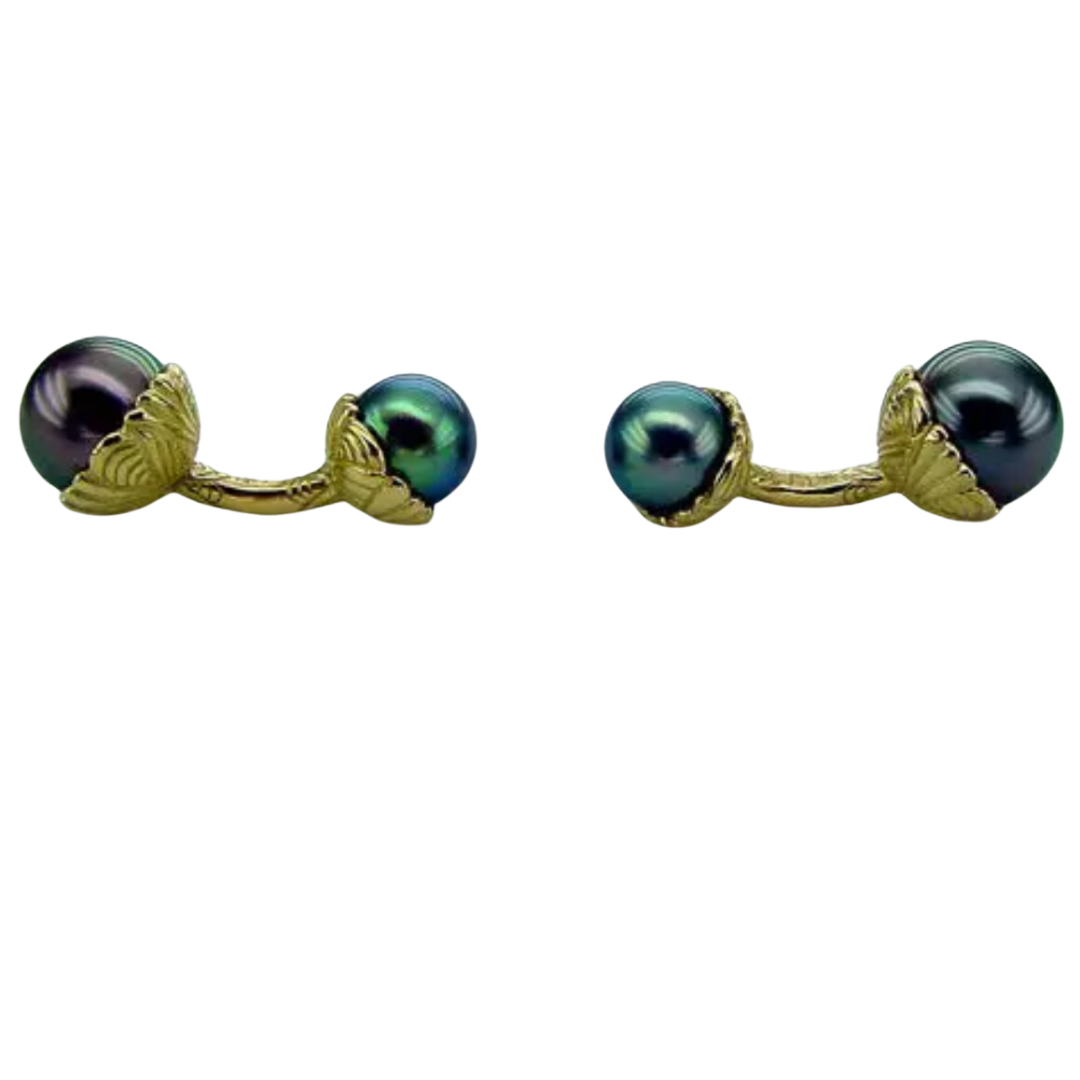 Boutons de manchette en perles noires de Tahiti