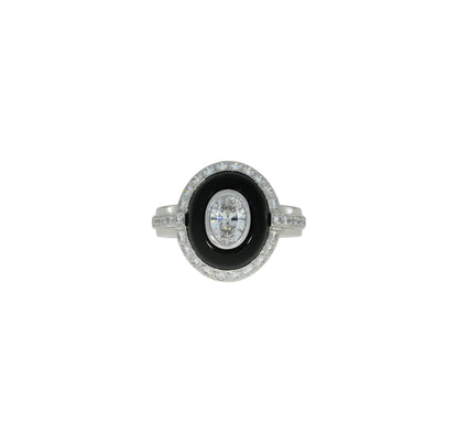 Bague en platine avec diamants et onyx