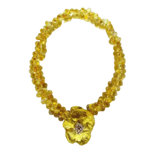 Collier Pensée en Or et Citrine