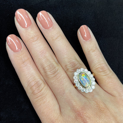 Black Opal and Diamond Ring