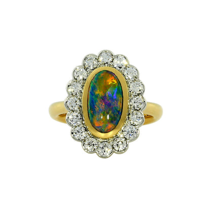 Black Opal and Diamond Ring