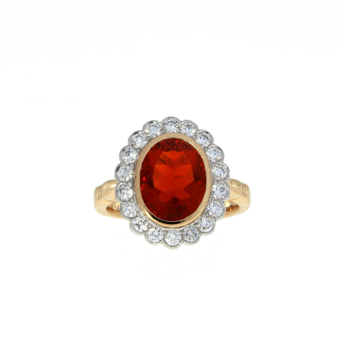 Bague Opale de Feu et Diamant