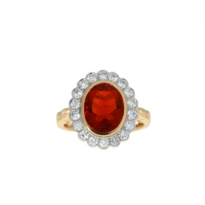 Bague Opale de Feu et Diamant