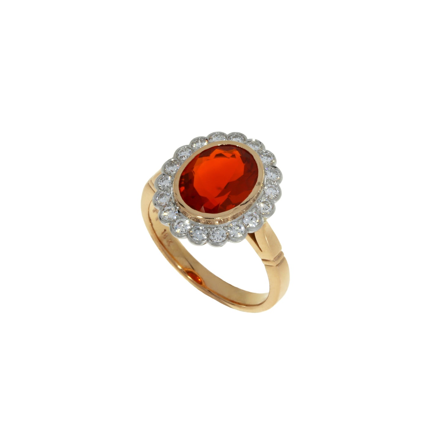 Bague Opale de Feu et Diamant