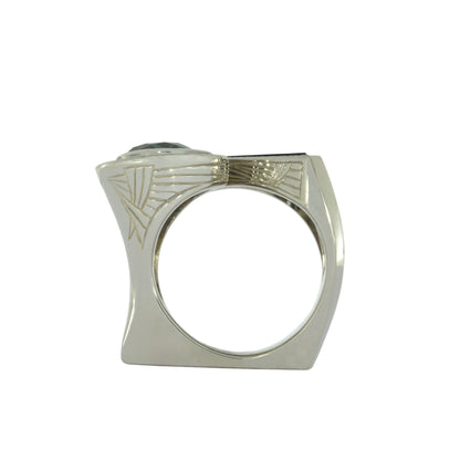 Bague Art déco moderne en saphir Montana demi-lune