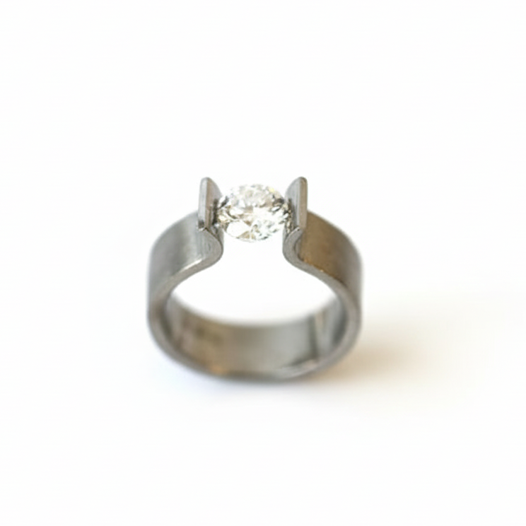 Platinum Tension Set Diamond Ring