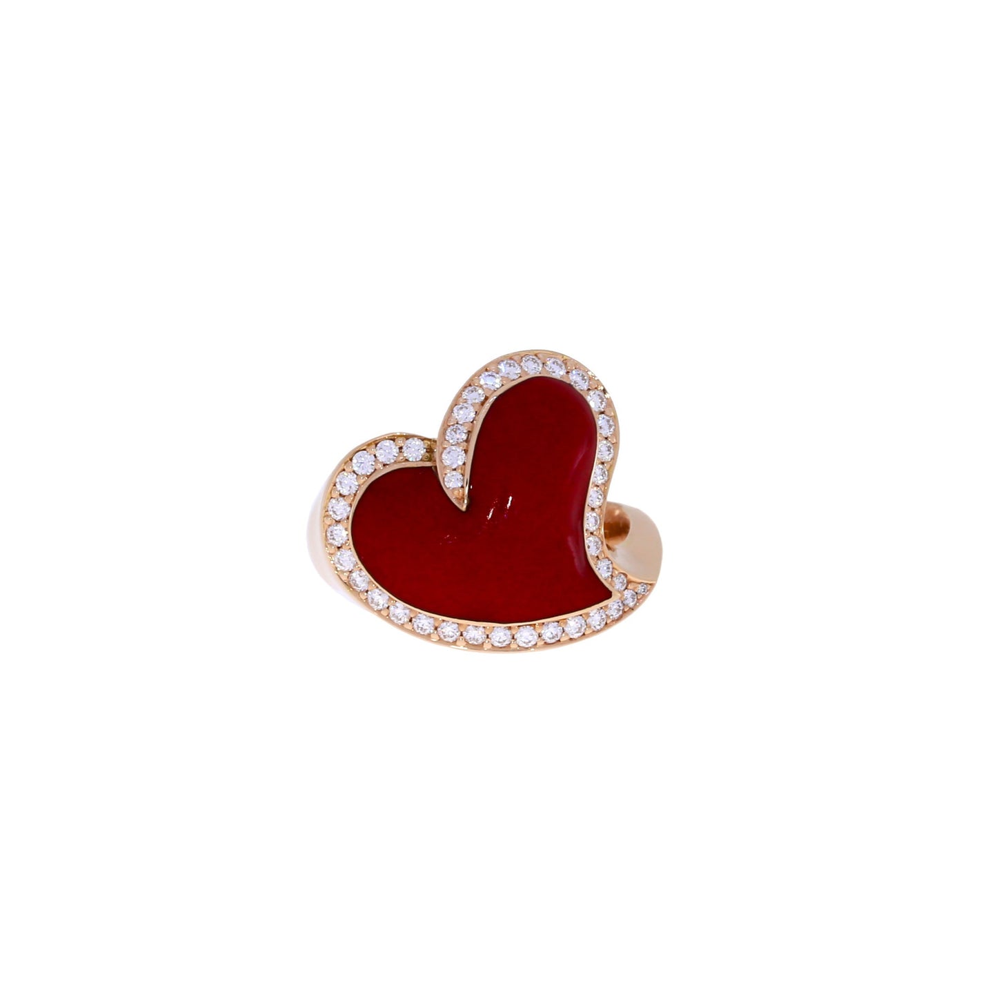Bague coeur en émail et diamants