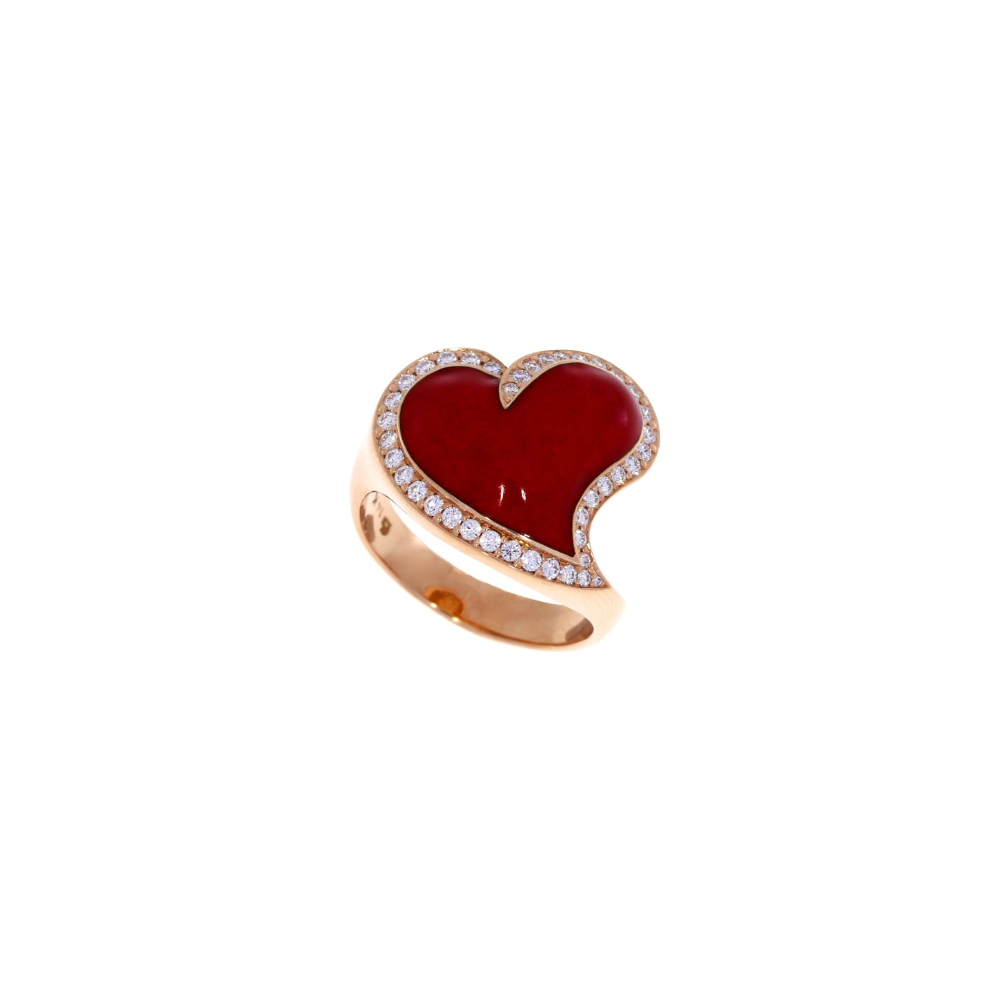 Bague coeur en émail et diamants