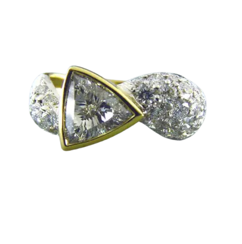 Trillion Cut Diamond and Pave Diamond Ring