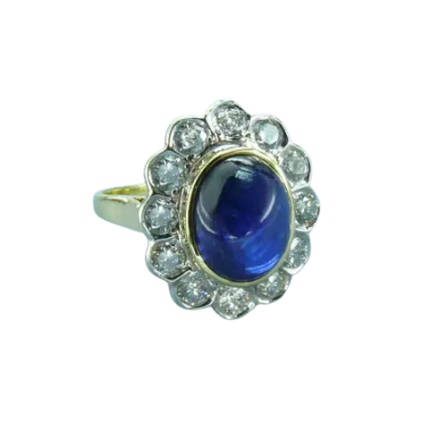 Bague saphir cabochon et diamant