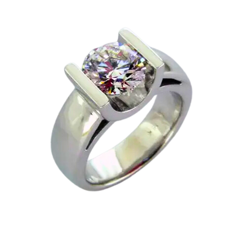 Bague avec diamant rond taille brillant serti Gemlock