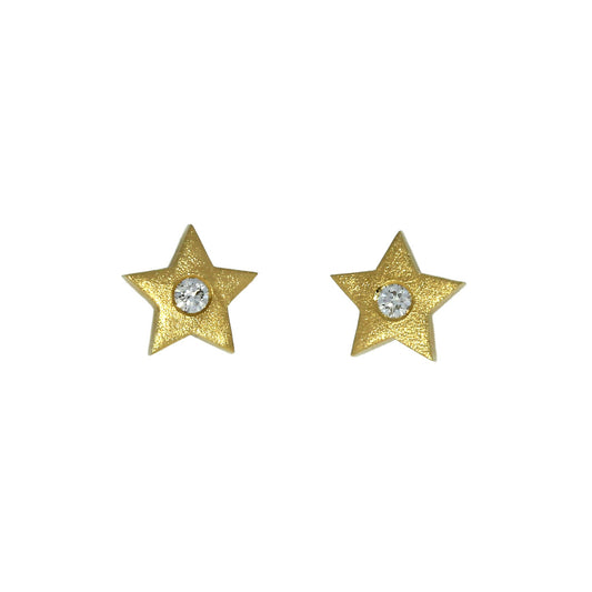 Star Shape Gold Studs with Diamonds